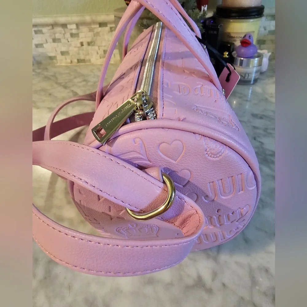 Nwt Juicy Couture Mini Barrel Light Pink Embossed Crossbody Satchel